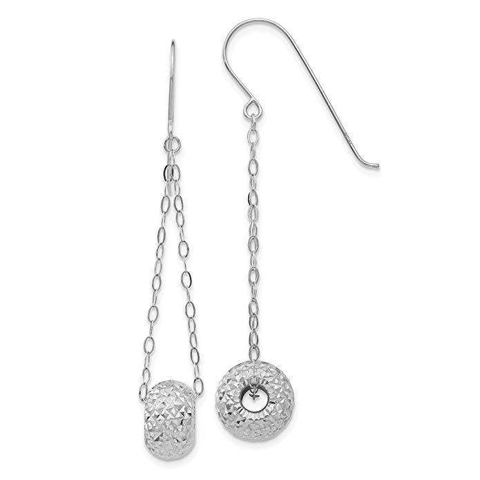 ICE CARATS 14kt White Gold Chain Puff Donut Bead Drop Dangle Chandelier Earrings Fine Jewelry Ideal Gifts For Women Gift Set From Heart