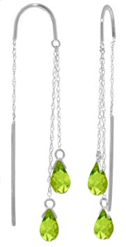 14K White Gold Peridot Threaded Earrings