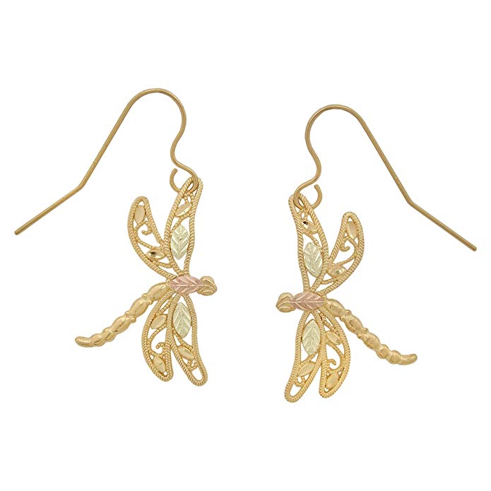 10k Gold Black Hills Dragonfly Earrings