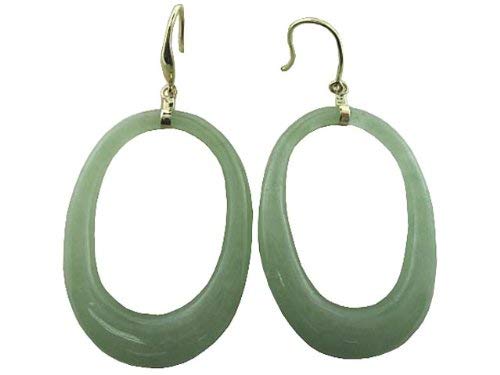 Light Green Jade Lean Go-Go Earrings, 14K Gold