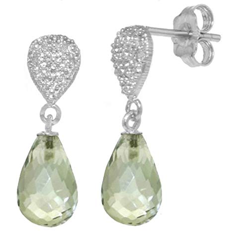 14k White Gold Green Amethyst Drop Earrings