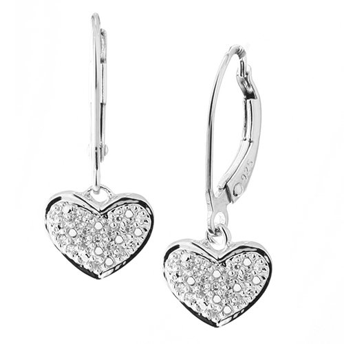 Sterling Silver Diamond Heart Earring