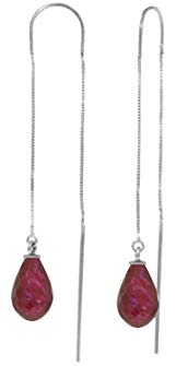 6.60 Carat 14k Solid White Gold Dyed Ruby Threaded Earrings