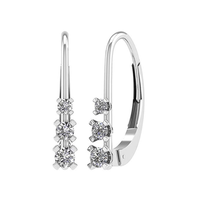 10K Gold White Diamond Lever Back Earrings (1/4 Carat to 1/2 Carat) - IGI Certified