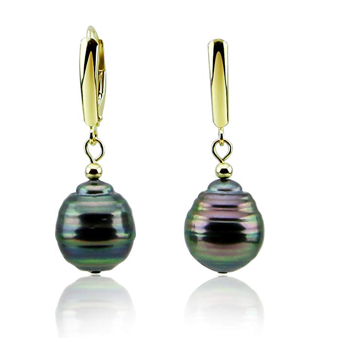 11-12mm High Luster Baroque Tahiti Cultured Pearl Lever-back Earrings