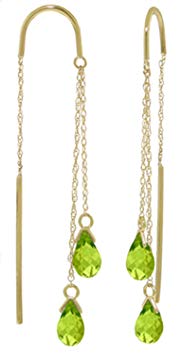 14K Yellow Gold Peridot Threaded Earrings by Galaxy Gold