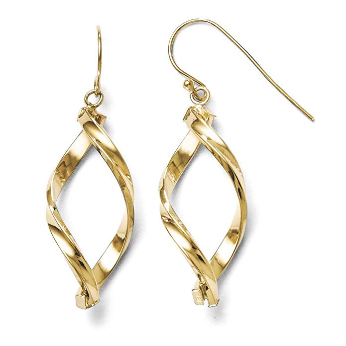 Polished Twisted Dangle Earrings in 10k Yellow Gold, 45mm (1 3/4 Inch)