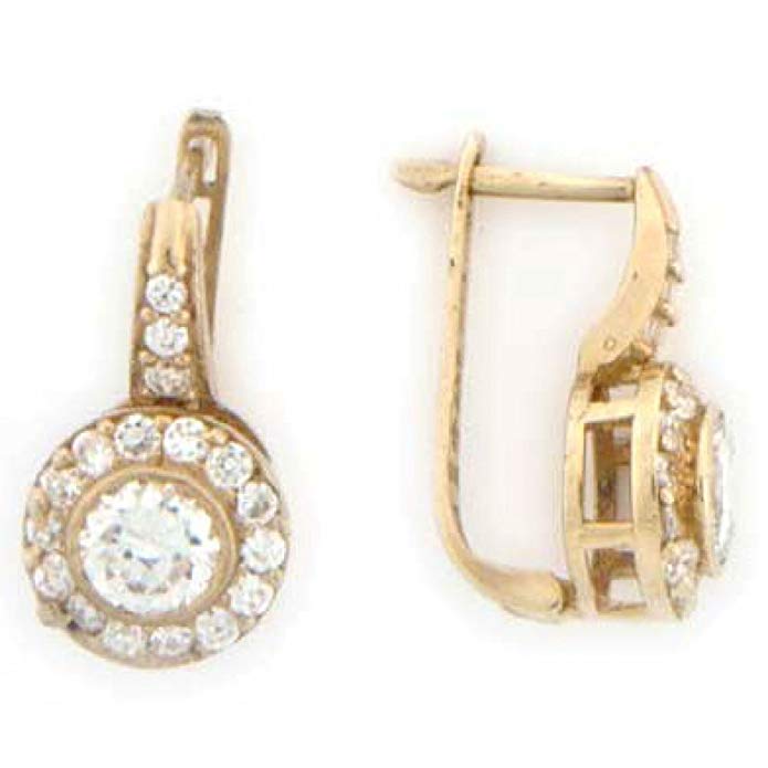 10k Solid Yellow Gold White CZ Earring Jewelry