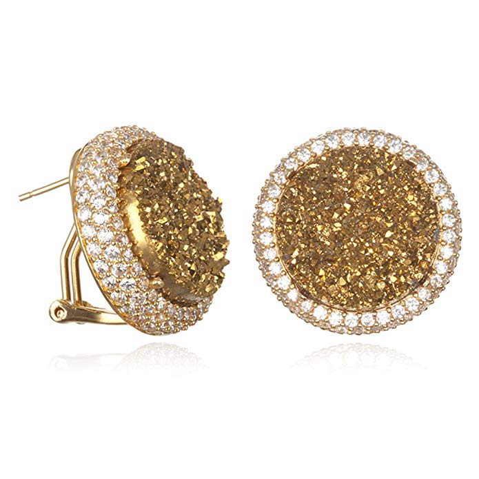 Gold Plated Silver Golden Drusy Bold Earring