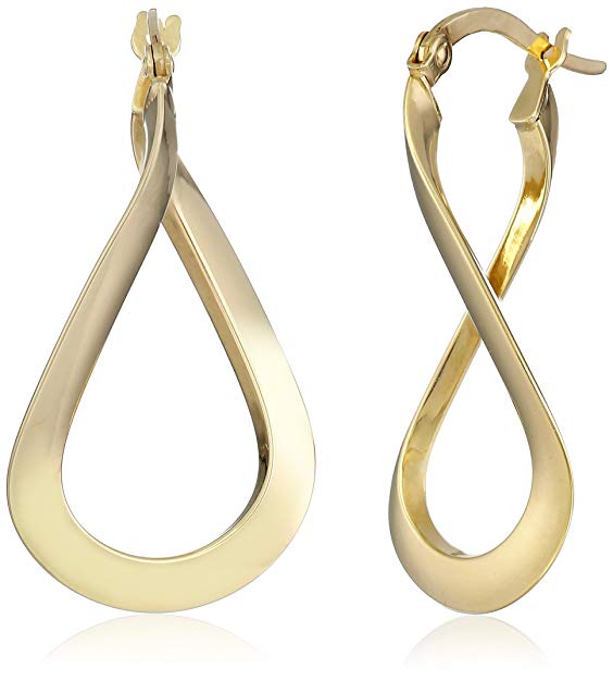 14k Yellow Gold Italian High Polish Twist Dangle Earrings