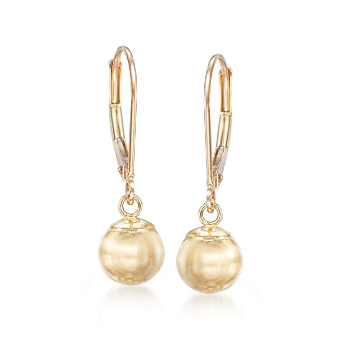 Ross-Simons 8mm 14kt Yellow Gold Shiny Bead Drop Earrings