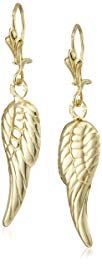 14k Yellow Gold Angel Wing Drop Earrings