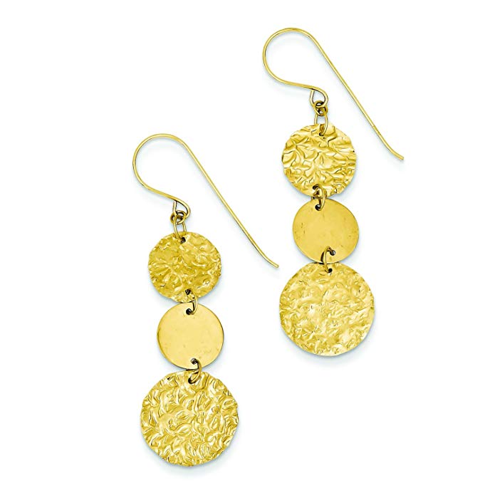 14k 3-Tier Circle Drop Dangle Earring