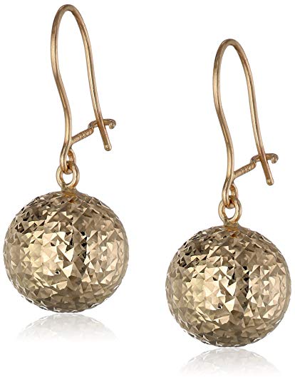 14k Yellow Gold Faceted Ball Drop Earrings