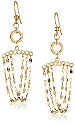 14k Yellow Gold Italian Multi-Strand Chandelier Dangle Earrings