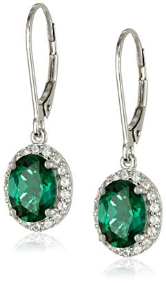 Sterling Silver Created White Sapphire Lever-Back Dangle Earrings