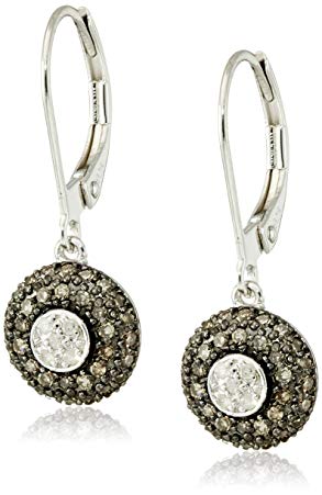 Sterling Silver Brown and White Diamond Earrings (1/3 cttw, I-J Color, I2-I3 Clarity)