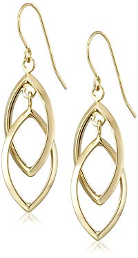 14k Yellow Gold Double Oval Twist Drop Earrings