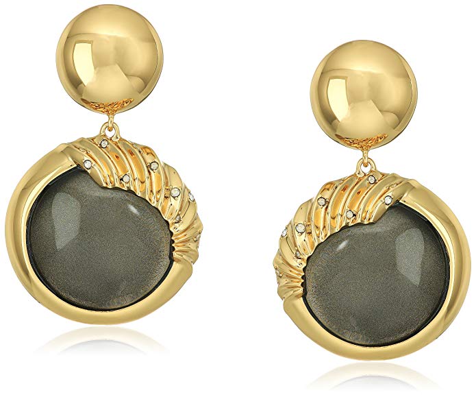 Alexis Bittar Crystal Studded Sculptural Sphere Dangling Post Drop Earrings