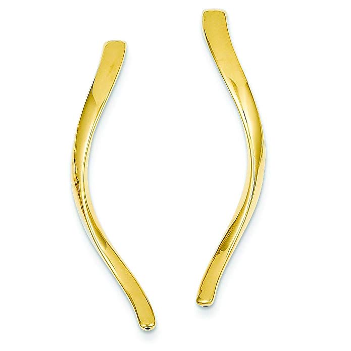 14K Gold Long Curved Dangle Earrings Ear Jewelry