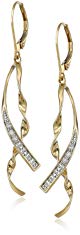 10k Yellow Gold Ribbon Diamond-Accent Earrings