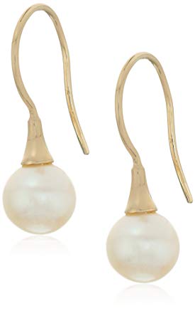 14k Gold 7.0-7.5mm Cultured Freshwater Pearl Shepherds Hook Drop Earrings