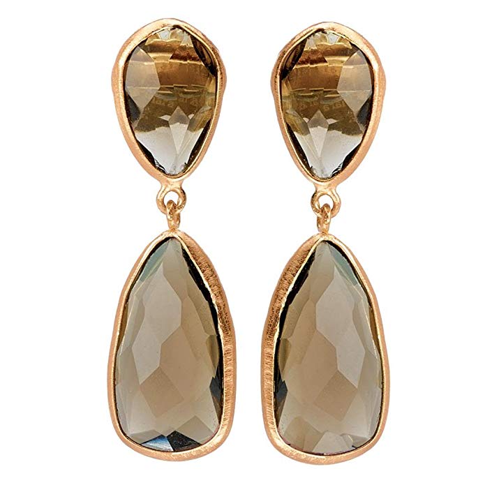 18k Rose Gold over 925 Silver Dangle Smoky Quartz Earrings