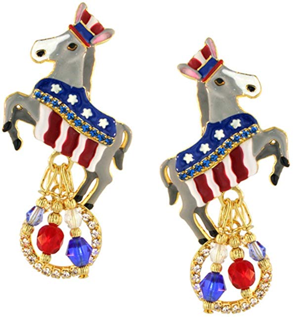 Lunch at The Ritz 2GO USA Democrat Earrings Post