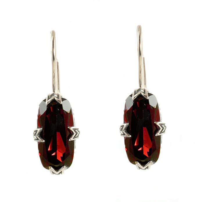 Antique Style Sterling Silver Filgree Garnet Earrings