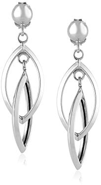 14k White Gold Double Marquis Drop Earrings