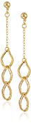 14k Yellow Gold Italian Triple-Link Drop Earrings