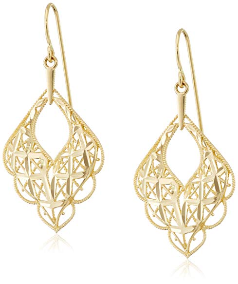 14k Gold Small Scalloped Drop Earrings